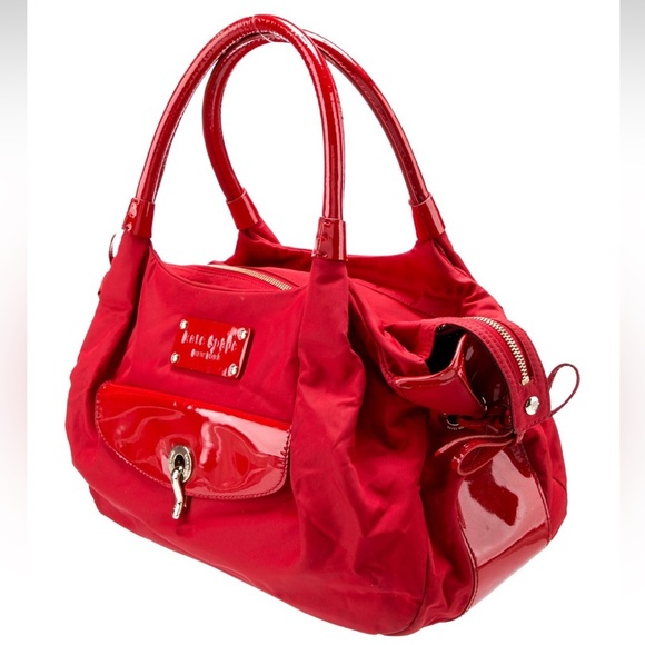 Kate Spade New York Red Faux Patent Leather and Vinyl Shoulder Bag - Picture 3 of 12